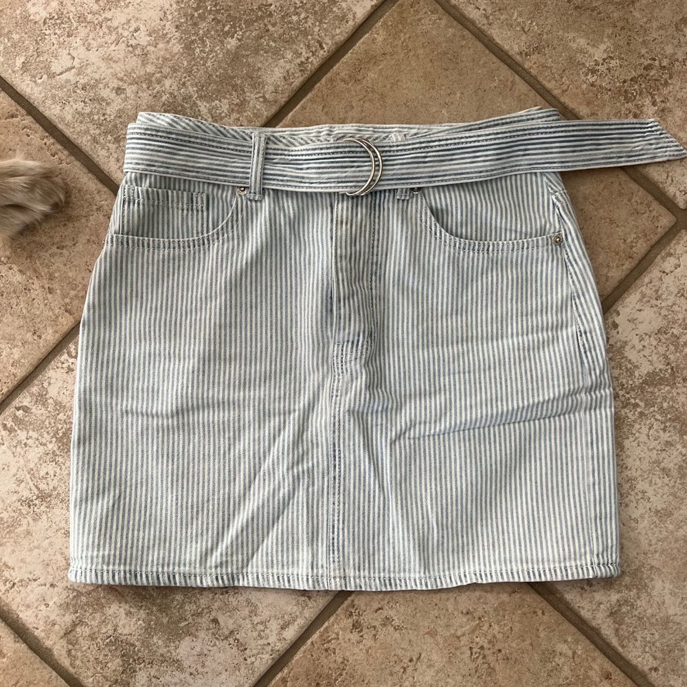 F21 Blue & White Striped Skirt